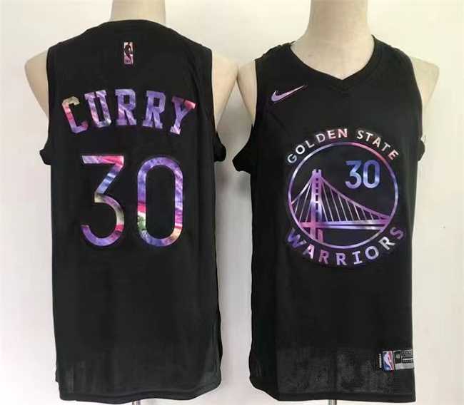 Mens Golden State Warriors #30 Stephen Curry Black Stitched Basketball Jersey->->NBA Jersey